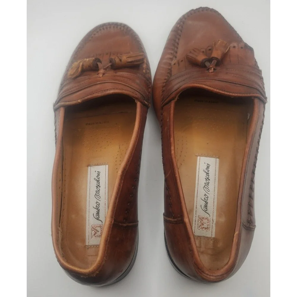 Sandro Moscoloni Men's Size 9 Laser Amb Slip On Brown Loafer Shoes